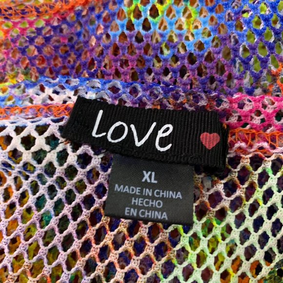 Love Crochet Knit Tie Dye Set M Rainbow Crop Top Elastic Waist Festival Cover Up - Picture 6 of 7